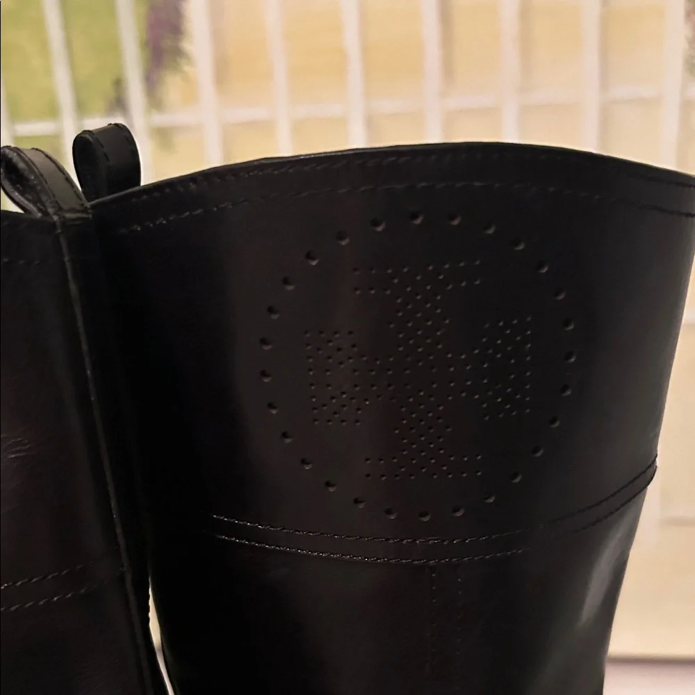 Tory Burch Daniella Leather High Black Riding Boots. 3.75” Heel. Size 10.5